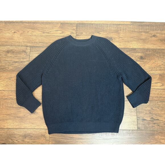 Tory Sport Sweater Navy Blue Sz XS Oversized Hand Knit Fisherman Coastal - Picture 1 of 8